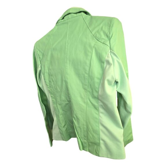 Mint Green Leather Moto Jacket Woman's Size S Iman Diagonal Zip NWT je238 - Picture 7 of 8